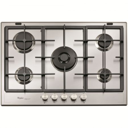 Plita incorporabila Whirlpool iXelium Estetica Fusion GMF 7522 IXL, Gaz, 5 Arzatoare, Aprindere electrica, Gratare fonta, Inox